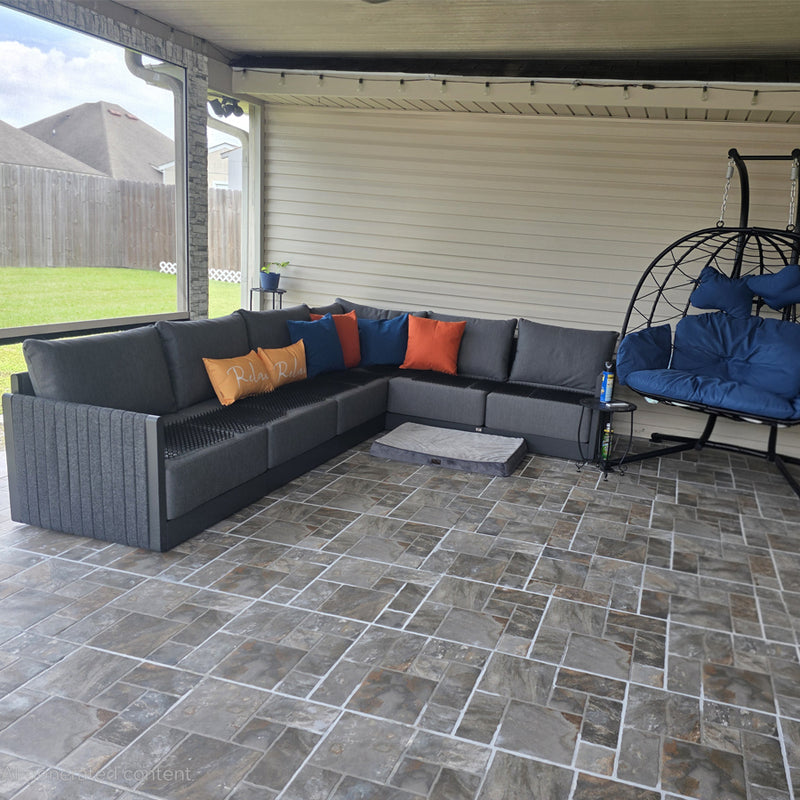PURPLE LEAF Sanori  Patio Conversation Set with  Grey Ottoman and Cushion Patio Sofas Sectional Set for Poolside Graden