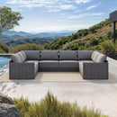 PURPLE LEAF Sanori U-shaped Patio Conversation Set with Grey Ottoman and Cushions for Poolside Graden