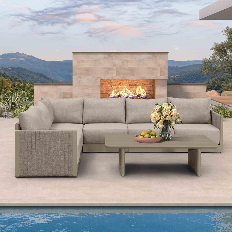 PURPLE LEAF Sanori  Patio Conversation Set with  Beige Ottoman and Cushion Patio Sofas Sectional Set for Backyard Porch