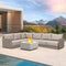 PURPLE LEAF Sanori L-shaped Patio Conversation Set with Beige Ottoman and Cushions for Backyard or Porch