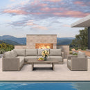 PURPLE LEAF Sanori  Patio Conversation Set with  Beige Ottoman and Cushion Patio Sofas Sectional Set for Backyard Porch