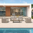 PURPLE LEAF Sanori Classical with Table Patio Conversation Set with Beige Ottoman and Cushions for Backyard or Porch