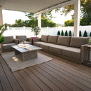 PURPLE LEAF Sanori Classical with Table Beige Patio Conversation Set with  Cushions and Ottoman for Poolside