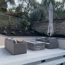 PURPLE LEAF Sanori Classical without Table Beige Patio Conversation Set with  Cushions and Ottoman for Deck