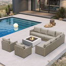 PURPLE LEAF Sanori Classical without Table Patio Conversation Set with Beige Ottoman and Cushions for Backyard or Porch