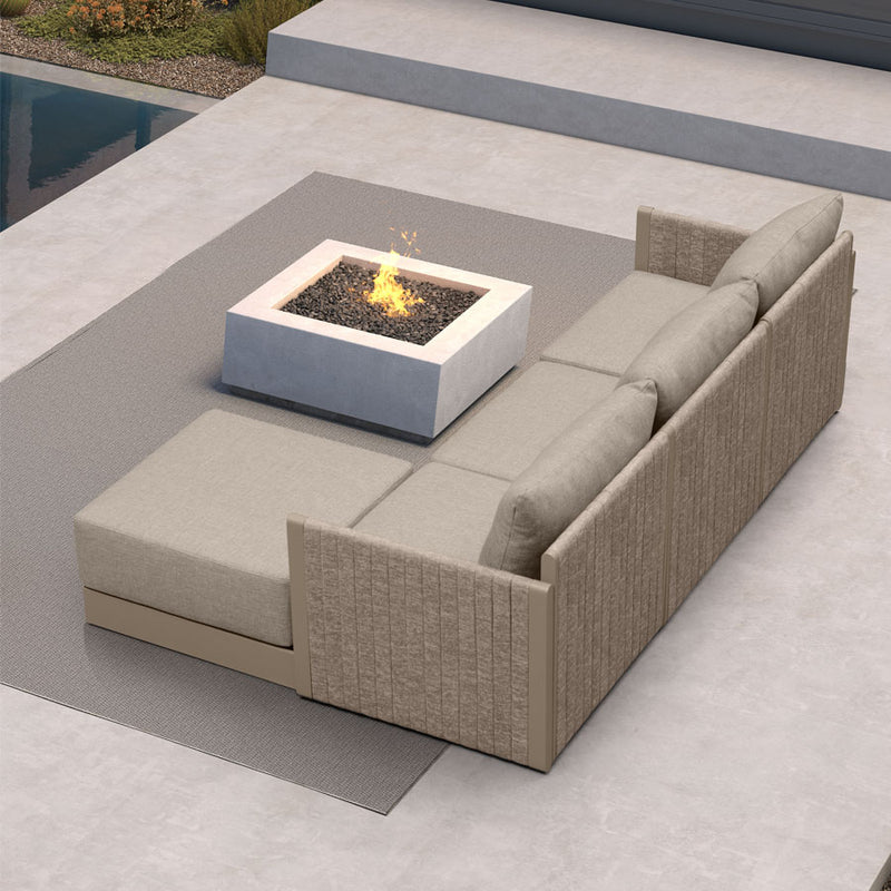 PURPLE LEAF Sanori  Patio Conversation Set with  Beige Ottoman and Cushion Patio Sofas Sectional Set for Backyard Porch