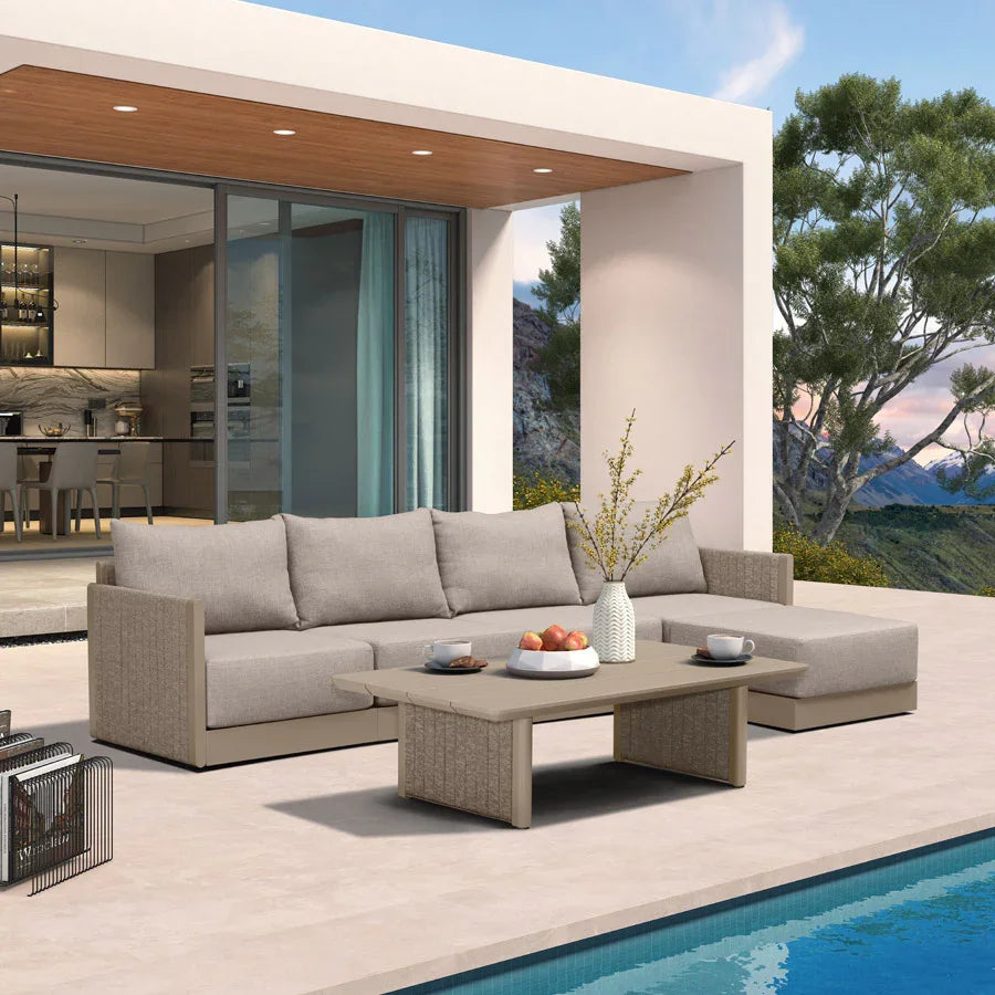 PURPLE LEAF Sanori L-Shaped Patio Couch Set Modular Sofa with Beige Cu