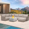 PURPLE LEAF Sanori  Patio Conversation Set with  Beige Ottoman and Cushion Patio Sofas Sectional Set for Backyard Porch