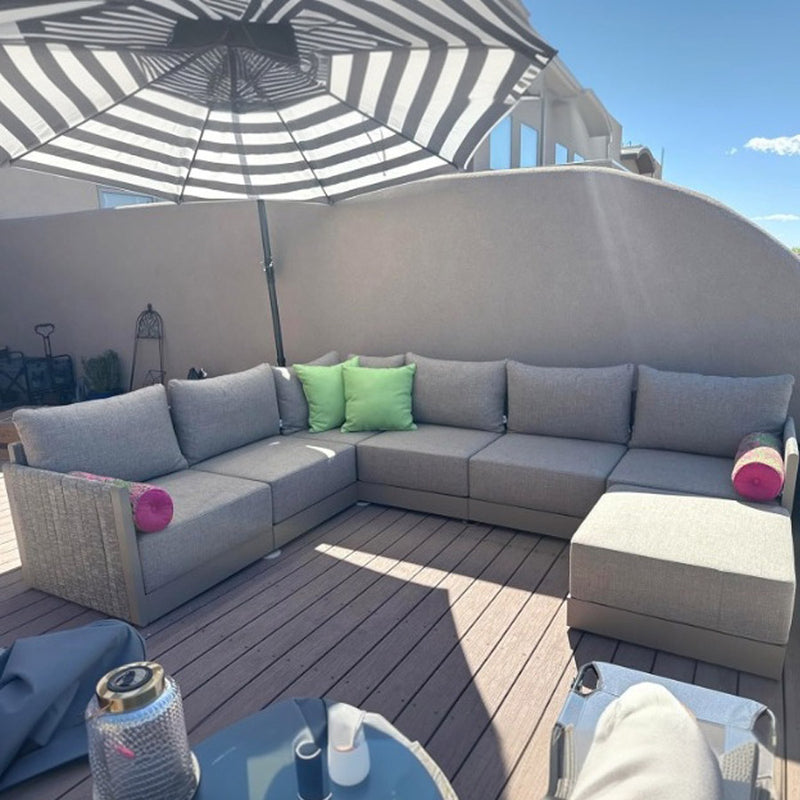 PURPLE LEAF Sanori  Patio Conversation Set with  Beige Ottoman and Cushion Patio Sofas Sectional Set for Backyard Porch