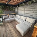 PURPLE LEAF Sanori L-Shaped Patio Couch Set Modular Sofa with Beige Cushions and Ottoman for Backyard