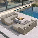 PURPLE LEAF Sanori Symmetrical Patio Conversation Set with Beige Ottoman and Cushions for Backyard or Porch