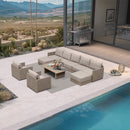 PURPLE LEAF Sanori  Patio Conversation Set with  Beige Ottoman and Cushion Patio Sofas Sectional Set for Backyard Porch