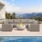 PURPLE LEAF Sanori  Patio Conversation Set with  Beige Ottoman and Cushion Patio Sofas Sectional Set for Backyard Porch