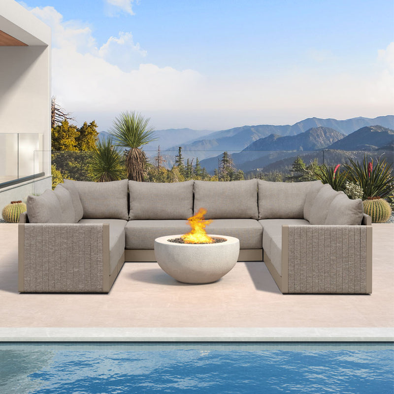 PURPLE LEAF Sanori  Patio Conversation Set with  Beige Ottoman and Cushion Patio Sofas Sectional Set for Backyard Porch