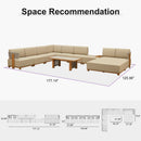 PURPLE LEAF Breck U-Shaped  with table Modular Outdoor Sectional with Wood-Grain Aluminum Frame and Thick Teak-Colored Cushions for Family Entertaining