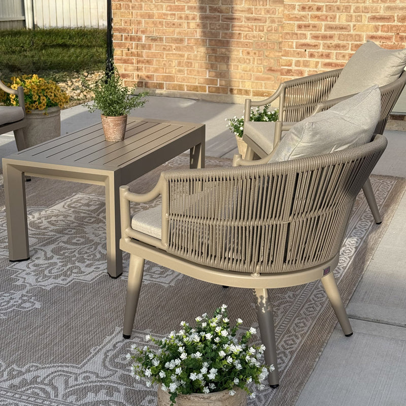 PURPLE LEAF Buler 4/8 Pieces Modern Patio Conversation Set with Rattan Chairs and Coffee Table Sofa for Poolside