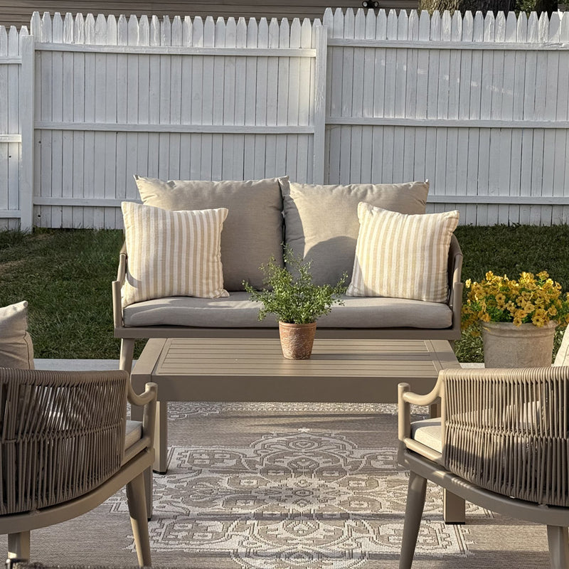 PURPLE LEAF Buler 4/8 Pieces Modern Patio Conversation Set with Rattan Chairs and Coffee Table Sofa for Poolside