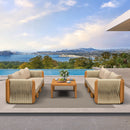 PURPLE LEAF Byron Open-End Modular Outdoor Sectional with Wide-Band Woven Design and Wood-Grain Aluminum Frame for Backyard Family Time