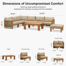 PURPLE LEAF Byron Open-End Modular Outdoor Sectional with Wide-Band Woven Design and Wood-Grain Aluminum Frame for Backyard Family Time
