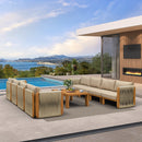 PURPLE LEAF Byron Open-End Modular Outdoor Sectional with Wide-Band Woven Design and Wood-Grain Aluminum Frame for Backyard Family Time
