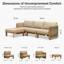 PURPLE LEAF Byron L-Shaped Modular Outdoor Sectional with Wide-Band Woven Design and Wood-Grain Aluminum Frame for Garden Patio