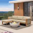 PURPLE LEAF Byron L-Shaped Modular Outdoor Sectional with Wide-Band Woven Design and Wood-Grain Aluminum Frame for Garden Patio