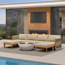 PURPLE LEAF Byron U-Shaped Modular Outdoor Sectional with Wide-Band Woven Design and Wood-Grain Aluminum Frame for Outdoor Courtyard