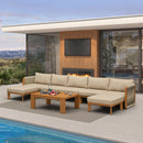PURPLE LEAF Byron U-Shaped Modular Outdoor Sectional with Wide-Band Woven Design and Wood-Grain Aluminum Frame for Outdoor Courtyard