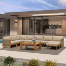 PURPLE LEAF Byron U-Shaped Modular Outdoor Sectional with Wide-Band Woven Design and Wood-Grain Aluminum Frame for Outdoor Courtyard