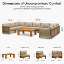 PURPLE LEAF Byron U-Shaped Modular Outdoor Sectional with Wide-Band Woven Design and Wood-Grain Aluminum Frame for Outdoor Courtyard