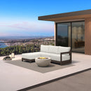 PURPLE LEAF Caesar L-shaped Patio Conversation Set with Bronze Cushion Pillows and Ottoman Couch for Backyard Porch