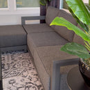 PURPLE LEAF Caesar L-shaped Patio Conversation Set with Grey Cushion Pillows and Ottoman Couch for Backyard Porch