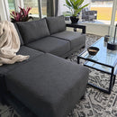 PURPLE LEAF Caesar L-shaped Patio Conversation Set with Grey Cushion Pillows and Ottoman Couch for Backyard Porch