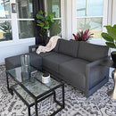 PURPLE LEAF Caesar L-shaped Patio Conversation Set with Grey Cushion Pillows and Ottoman Couch for Backyard Porch