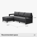 PURPLE LEAF Caesar L-shaped Patio Conversation Set with Grey Cushion Pillows and Ottoman Couch for Backyard Porch