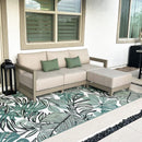 PURPLE LEAF Caesar L-shaped Patio Conversation Set with Khaki Cushion Pillows and Ottoman Couch for Backyard Porch