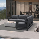 PURPLE LEAF Caesar L-shaped Patio Conversation Set with Grey Cushion Pillows and Ottoman Couch for Backyard Porch
