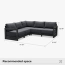 PURPLE LEAF Caesar L-shaped Patio Conversation Set with Grey Cushion Pillows and Ottoman Couch for Backyard Porch