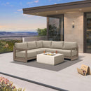 PURPLE LEAF Caesar L-shaped Patio Conversation Set with Khaki Cushion Pillows and Ottoman Couch for Backyard Porch