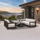 PURPLE LEAF Caesar Open-End Patio Conversation Set with Bronze Cushion Pillows and Ottoman for Modern Outdoor Deck