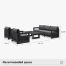 PURPLE LEAF Caesar Open-End Patio Conversation Set with Grey Cushion Pillows and Ottoman for Modern Outdoor Deck