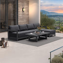 PURPLE LEAF Caesar L-shaped Patio Conversation Set with Grey Cushion Pillows and Ottoman Couch for Backyard Porch