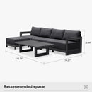 PURPLE LEAF Caesar L-shaped Patio Conversation Set with Grey Cushion Pillows and Ottoman Couch for Backyard Porch