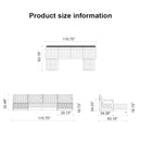 PURPLE LEAF Caesar U-Shaped Patio Conversation Set with Bronze Cushion Pillows and Ottoman Couch for Patio Backyard