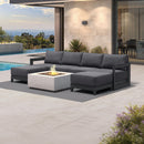 PURPLE LEAF Caesar U-Shaped Patio Conversation Set with Grey Cushion Pillows and Ottoman Couch for Patio Backyard