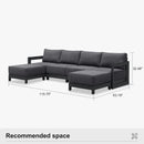 PURPLE LEAF Caesar U-Shaped Patio Conversation Set with Grey Cushion Pillows and Ottoman Couch for Patio Backyard