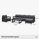 PURPLE LEAF Caesar Open-End Patio Conversation Set with Grey Cushion Pillows and Ottoman for Modern Outdoor Deck