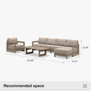 PURPLE LEAF Caesar Open-End Patio Conversation Set with Khaki Cushion Pillows and Ottoman for Modern Outdoor Deck