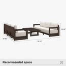 PURPLE LEAF Caesar Open-End Patio Conversation Set with Bronze Cushion Pillows and Ottoman for Modern Outdoor Deck