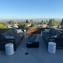 PURPLE LEAF Caesar Open-End Patio Conversation Set with Grey Cushion Pillows and Ottoman for Modern Outdoor Deck
